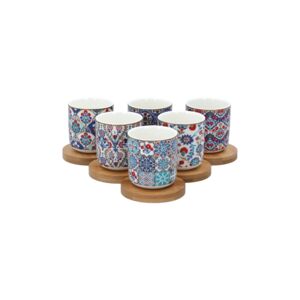 EasyLife 12-Piece Iznic Coffee Cup and Bamboo Saucer Set